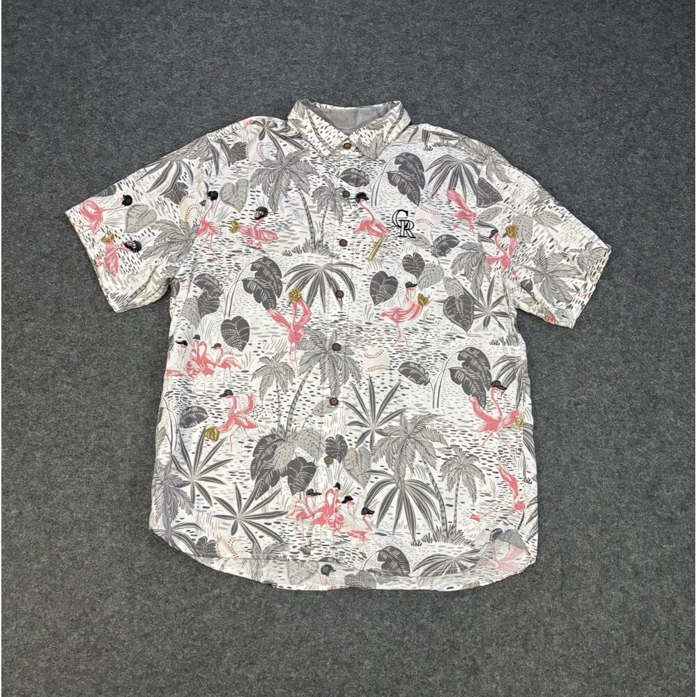 Tommy Bahama Colorado Rockies Shirt Size Large Flamingo Tropical MLB Baseball